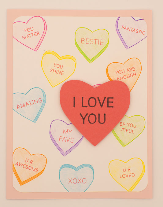 Love Card - Candy Hearts - "I Love You"